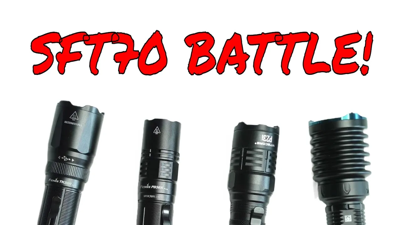 SFT70 Thrower Flashlight Battle! Fenix PD36R Pro, TK20R V2.0, Nitecore P23i, Olight Warrior X 3