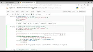 dictionary methods in python-update remove del clear