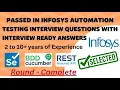 PASSED in INFOSYS Automation Testing Interview Detailed Answers Java Selenium RestAssured BDD