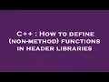 C How to define non-method functions in header libraries