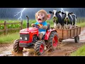 🐒🚜 Monkey Milo Drives Tractor and Falls into Mud – Lucky Rescue by a Kind Cow! 🐄😱|  COCO MONKEY LIFE