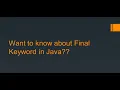 Tutorial on Final Keyword Final Variable Final Method Final Class