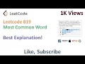 Leetcode 819 Most Common Word - In Hindi Explanation