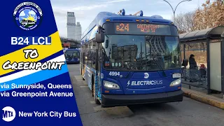 NYCT Greenpoint Bound 2023 XE40 Xcelsior CHARGE NG B24 Bus Full Ride from Williamsburg