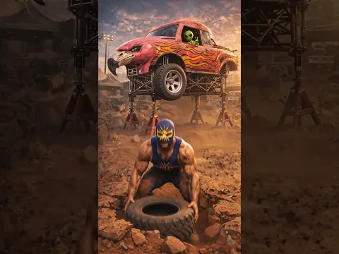 Rayito Changes Giant Monster Truck Tires! | Funny Luchador Cartoon #luchador