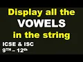 Display all the VOWELS in the String ICSE ISC 9th-12th