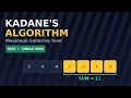 Kadane s Algorithm Explained Maximum Subarray Sum DSA Placement Series