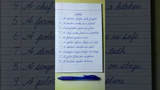 Cursive writing practice 10 Simple English Sentences about Jobs Cursive handwriting practice