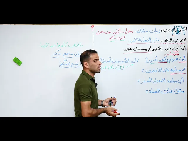 ⁣مادة اللغة العربية للصف السادس الاعدادي : الاستفهام الزمان و المكان الجزء الثاني