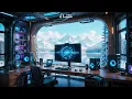 🎧 Chill Lofi Beats • Winter Coding Cyberpunk Office 🌲