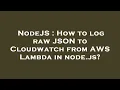 NodeJS How to log raw JSON to Cloudwatch from AWS Lambda in node js