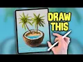 PROCREATE EASY Landscape Drawing Tutorial - Coconut Palm Beach