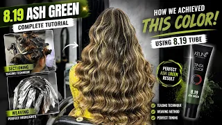 8.19 Ash Green Hair Color Tutorial | Teasing & Weaving Technique | Complete Step-by-Step