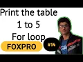 Print The Table From 1 To 5 Using For Loop In Foxpro Table Program In Foxpro Foxpro Tutorial