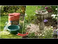 DIY hypertufa bird bath using plastic bottles