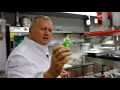 Lagu Chef Peter Knogl prepares a langoustine dish in 3 Michelin star restaurant Cheval Blanc, Switzerland