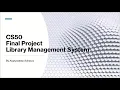 CS50 Final Project A Library Management System