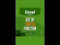 How to Use Switch Function in Excel Excel Tutorials Youtube Shorts