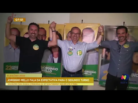 Candidato Jorginho Mello fala da expectativa para o segundo turno em SC