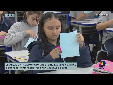 Crianças da rede municipal de ensino escrevem cartas e confeccionam presentes para atletas do JUBS