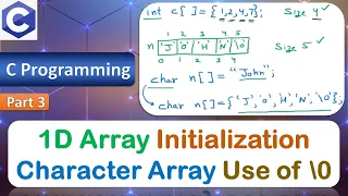 Initialization of 1D Array One Dimensional Arrays Compile Time C Programming Language Part 3