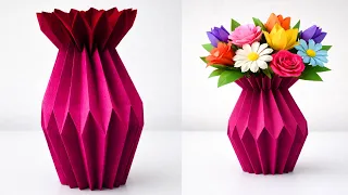 DIY Very Easy Paper Flower Vase | Paper craft ideas