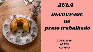 Decoupage em prato de vidro trabalhado