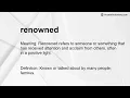 renowned Meaning