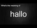 What s the meaning of hallo How to pronounce hallo