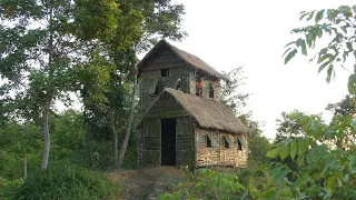 Ancient Technique To Build Two Story House With Natural Materials On The Cliff 
