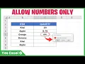 Allow Numbers Only - Excel Data Validation