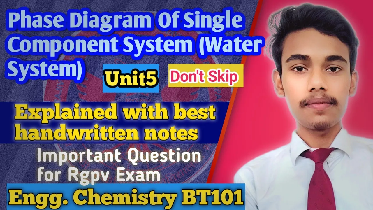 Phase Diagram Of Single Component System (Water System) | Rgpv Notes | Engg Chemistry BT101