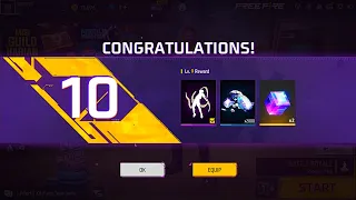 LEVEL UP 10 AMAZING REWARDS DIAMONDS EMOTE FREE FIRE