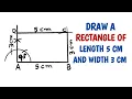 How to draw a rectangle of length 5cm and width 3cm