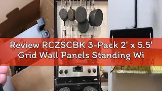Review RCZSCBK 3-Pack 2 x 5 5 Grid Wall Panels Standing Wire Grid Display Rack with T-Base Wheels