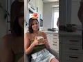 Sexy wife at home braless routine with prominent nipples