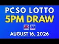 PCSO Lotto Result Today August 16 2026 5PM LIVE Results