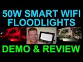 50W RGBCW Floodlights Smart WiFi by Olafus Demo Review Setup Alexa Control