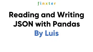 Reading and Writing JSON with Pandas