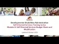 Module 8 Self-Directed Services Budget Sheet and Modification
