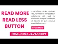 Read More Read Less Button With Javascript JS Tutorial
