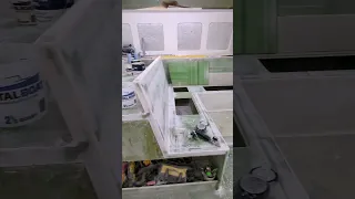 We totally transformed our ⛵ in one afternoon!!             #boatwork #boatbuild #primer