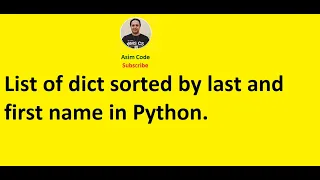 List of dict sorted by last and first name in Python