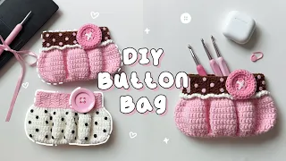 ♡ Crochet Button Bag Tutorial | Ruffled Polka-Dot Bag | Beginner Tutorial ♡
