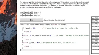 Java CodingBat Logic-1 caughtSpeeding