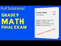 Grade 9 MATH Final Exam full solutions jensenmath ca