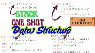Data Structure in Python Stack Computer Science Class 12 One Shot Tamil