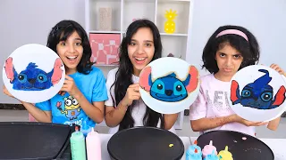 تحدي رسم البان كيك أشكال رهيبة شفا ضد غزل ضد ريم Pancake Art Challenge 
