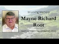 Service Recording for the late Mayne Richard Root