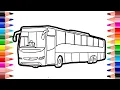 Drawing of school bus - How to draw a bus - Bus coloring for kids